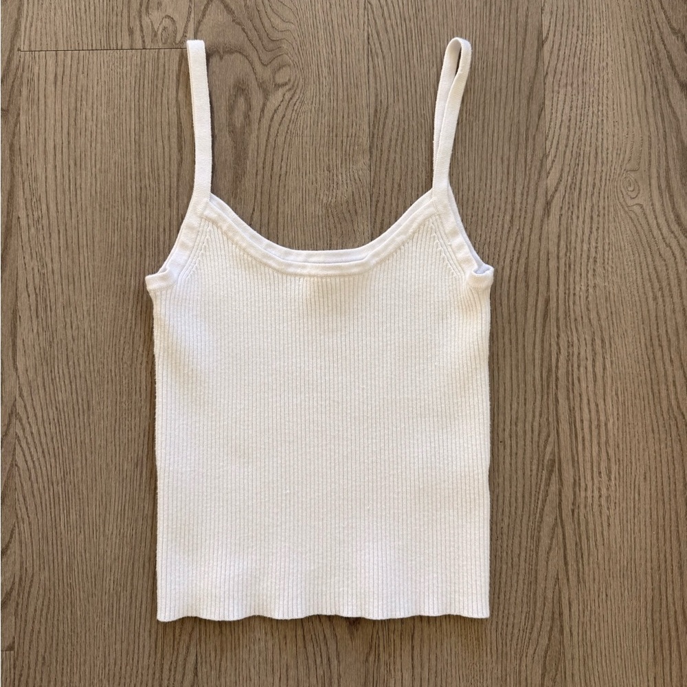 Rhythm Cream Ribbed Knit Cami Tank Top